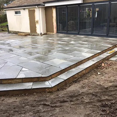 new patio with bifold doors