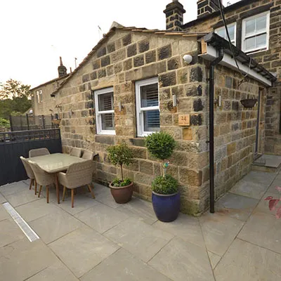extension with patio furniture